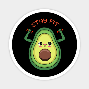 Stay Fit, cute avocado lifting weights Magnet